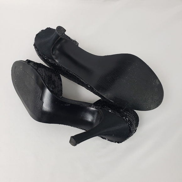 Rampage JULIA Black Sequined Open Toe Heels - Picture 7 of 11